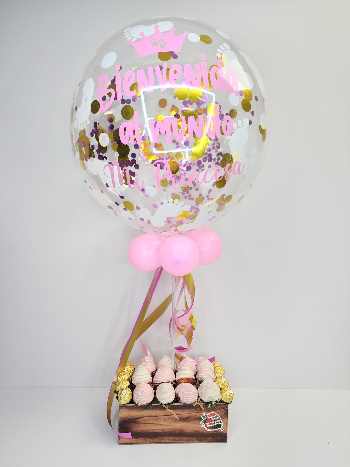 Combo Rosa o Azul Rocher & Globo Personalizado bebé