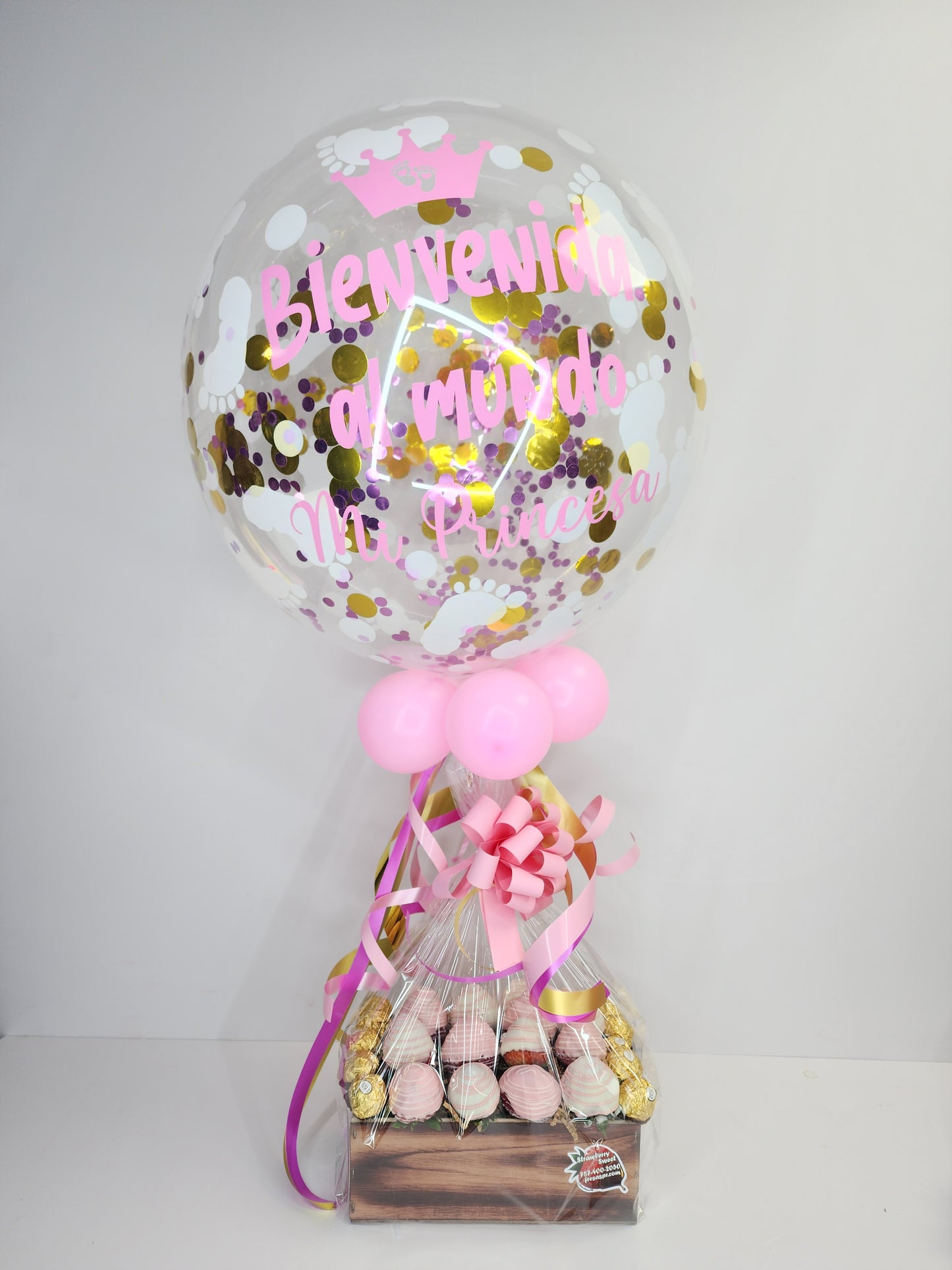 Combo Rosa o Azul Rocher & Globo Personalizado bebé