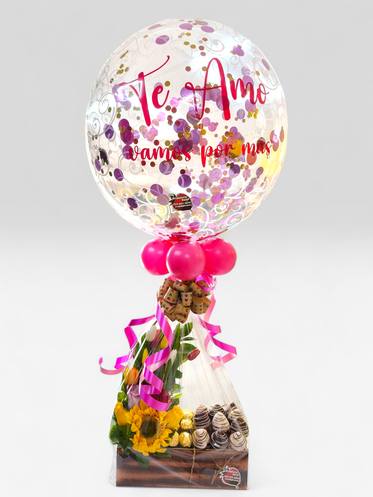 Combo Tulip Strawberry & Globo personalizado